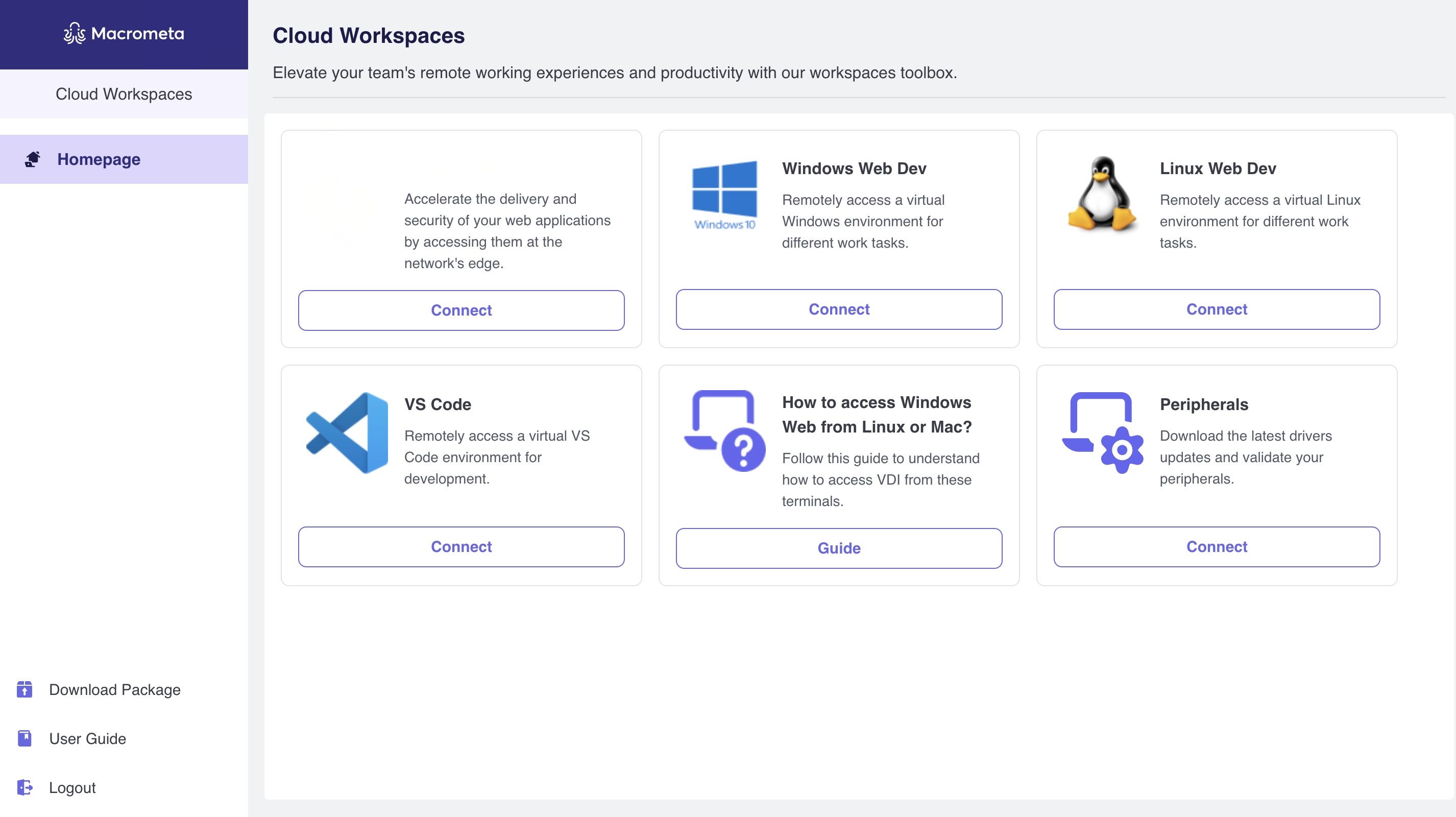 Cloud Workspace interface